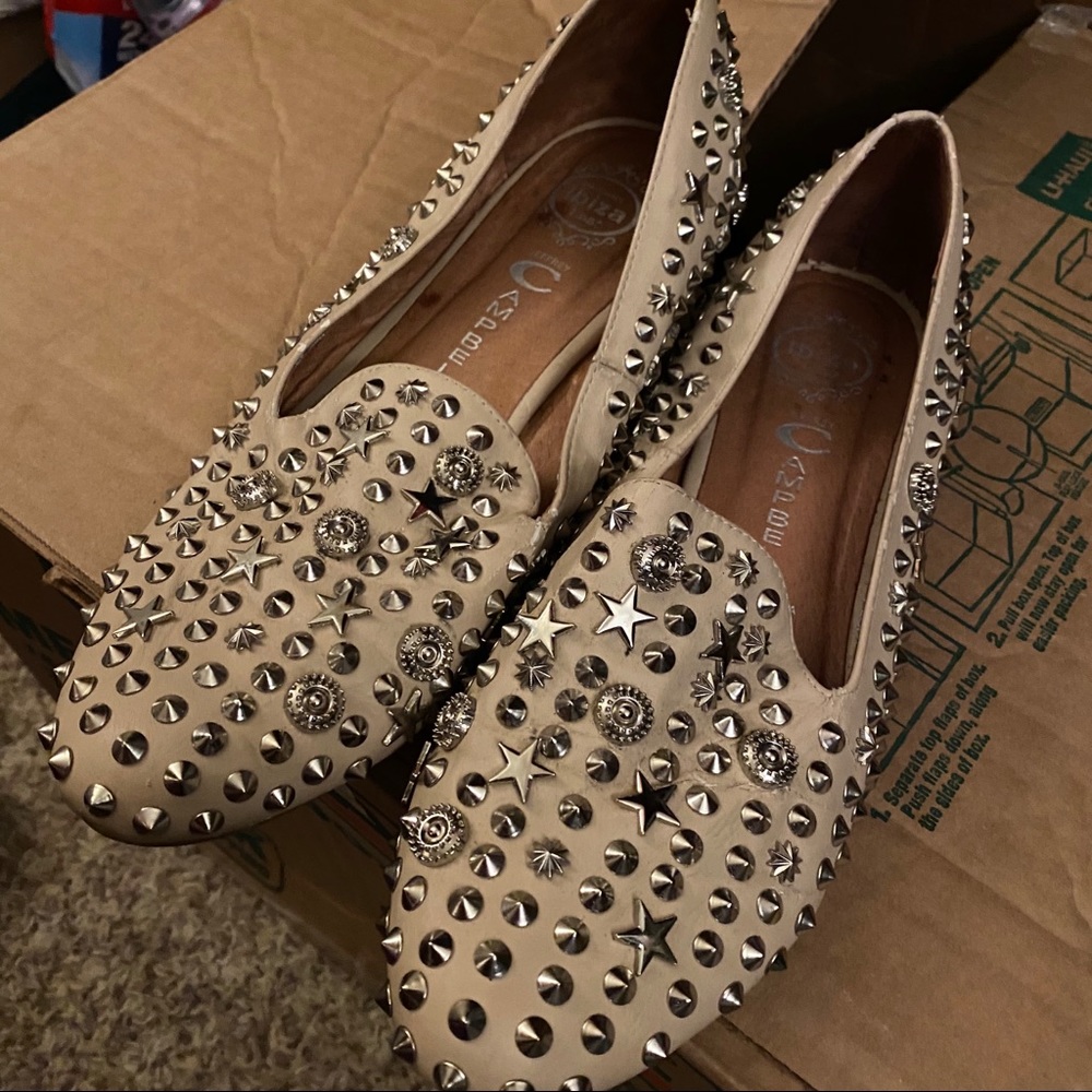 Jeffery Campbell flats nude with studs